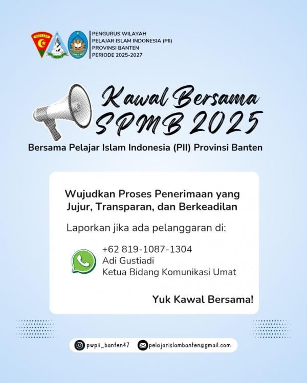 Minim Informasi Jalur Afirmasi, PII Banten Desak Evaluasi SPMB 2025 di Kota Cilegon